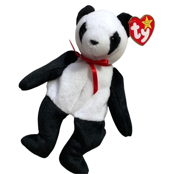 TY Beanie Baby 90’s Fortune Panda Plush Bear With Rare  Tag Errors Collector - Picture 15 of 16